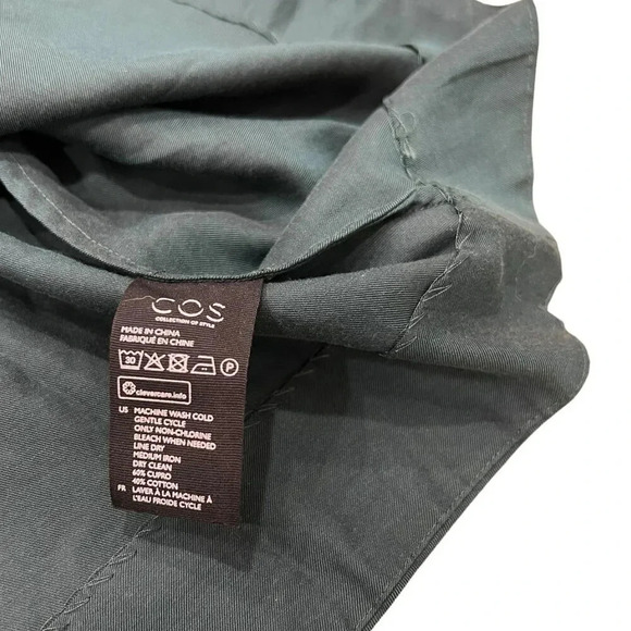 COS Forest Green Rolled Collar Relaxed Fit Blouse 2 - Picture 4 of 4